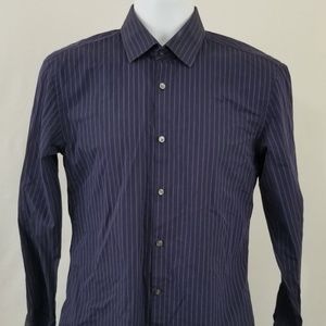Hugo Boss Blue Striped Button Front Shirt Slim fit